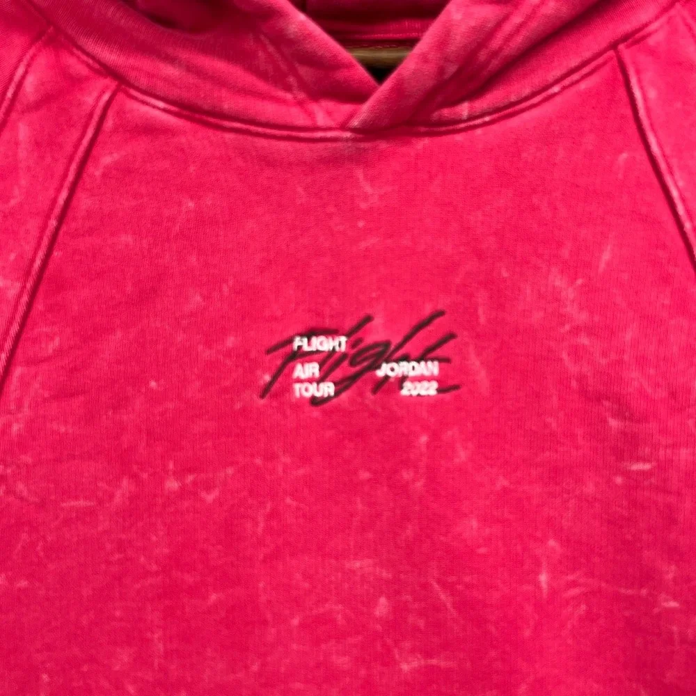 Jordan Hoodie Mens XS Red Acid Wash Flight Tour Cruising Altitude Graphic Fleece